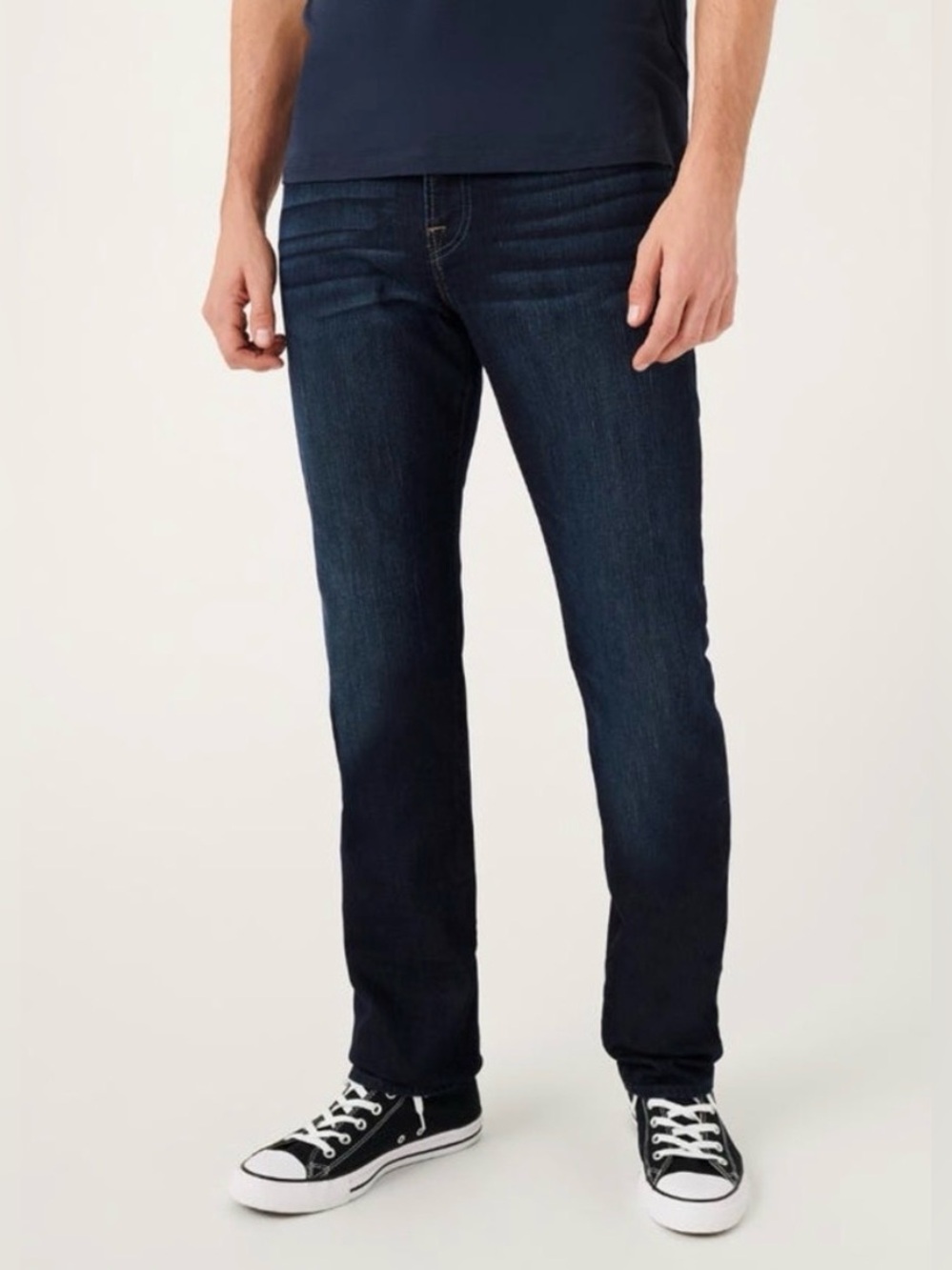 7 for All Mankind The Straight Leg Jean Luxe Performance Dark Blue Wash 36 Waist